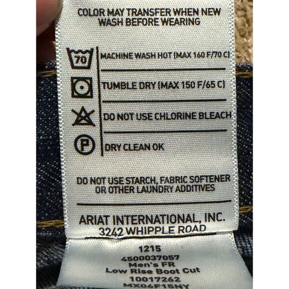 Ariat Work FR Men's Jeans Low Rise M4 Boot Denim Dark Wash Size 44 x 32 - Picture 8 of 9